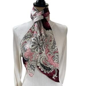 Vintage Paisley Scarf Womens Retro 80's Head Wrap Cottage‎ Glam Grandma Mob Wife